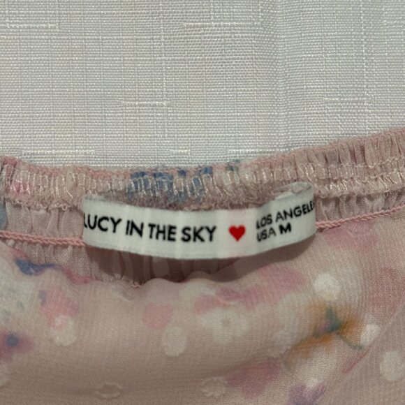 Lucy in the Sky Floral Polka Dot Tiered Mini Dress – Pink – Size M - Picture 4 of 6